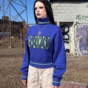New ArtcareShop Blue Turtleneck Sweater Size S